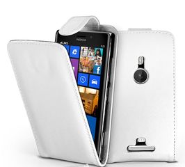 Nokia Lumia 925 Leather Flip Case White ΟΕΜ