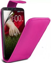 LG G2 D802 Δερμάτινη Θήκη Flip - Φούξια (OEM)