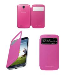 Samsung Galaxy S4 i9505 S-View Flip θήκη με πίσω καπάκι μπαταρίας - Φούξια SGS4SVBCB OEM