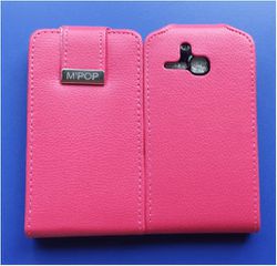 Δερμάτινη θήκη Flip για Alcatel One Touch M΄POP (OT5020D) Φούξια OEM