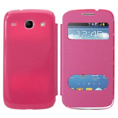 Samsung Galaxy Core i8260 / Core Duos i8262 S-View Flip θήκη με πίσω καπάκι μπαταρίας - Φούξια SGCI8260SVFCWBBCM OEM