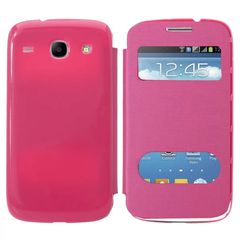 Samsung Galaxy Core i8260 / Core Duos i8262 S-View Flip θήκη με πίσω καπάκι μπαταρίας - Φούξια SGCI8260SVFCWBBCM OEM