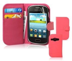 Samsung Galaxy Fame S6810 - Δερμάτινη Θήκη Πορτοφόλι Φούξια (OEM)