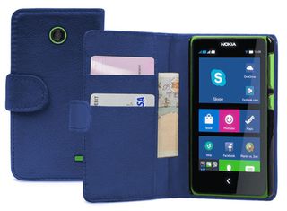 Nokia X / X Plus - Δερμάτινη Θήκη Πορτοφόλι Μπλέ (OEM)