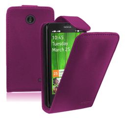 Nokia X / X Plus - Δερμάτινη Θήκη Flip Μώβ (OEM)