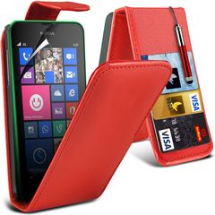 Nokia Lumia 530 - Δερμάτινη Θήκη Flip  Κόκκινο (OEM)