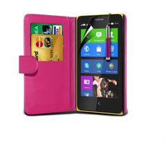 Nokia XL Dual Sim - Δερμάτινη Θήκη Πορτοφόλι Ροζ (ΟΕΜ)