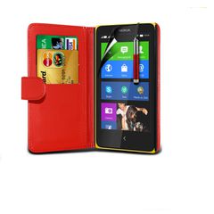 Nokia XL Dual Sim - Δερμάτινη Θήκη Πορτοφόλι Κόκκινο (ΟΕΜ)