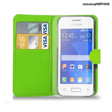 Samsung Galaxy Young 2 (G130) - Δερμάτινη Πορτοφόλι  Θήκη  Πράσινο (OEM)