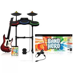 PS2 BAND HERO Super Bundle Guitar+ Drums+ Microphone+ Game 0047875959736
