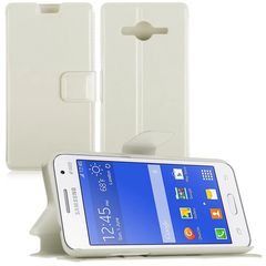 Samsung Galaxy Core 2 G355HN - Δερμάτινη Πορτοφόλι Stand Θήκη Άσπρο (ΟΕΜ)