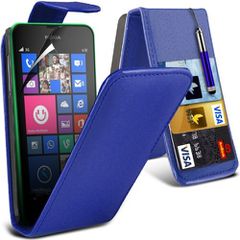 Microsoft Lumia 435 - Δερμάτινη Flip Θήκη Μπλε (OEM)