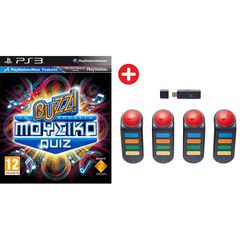 PS3 GAME - BUZZ! ΤΟ ΑΠΟΛΥΤΟ ΜΟΥΣΙΚΟ QUIZ + 4 Wireless Buzzers (MTX)