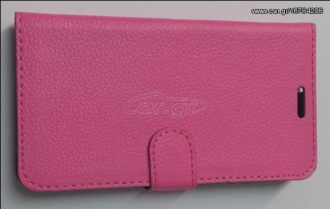 Sony Xperia E4g - Δερμάτινη Stand Θήκη Πορτοφόλι Με Πίσω Κάλυμμα Σιλικόνης Ρόζ (OEM)