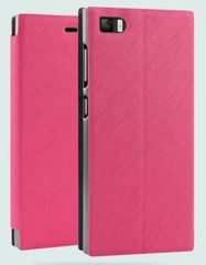 Xiaomi Mi3 - Δερμάτινη θήκη flip Με Σκληρό Πίσω Κάλυμμα Φούξια (OEM)