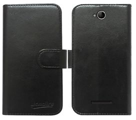 Vodafone Smart 4 Max - Δερμάτινη Θήκη Πορτοφόλι Gel Μαύρο (OEM)