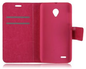 Vodafone Smart Prime 6 - Δερμάτινη Θήκη Πορτοφόλι Με Πίσω Πλαστικό Κάλυμμα Φούξια (ΟΕΜ)