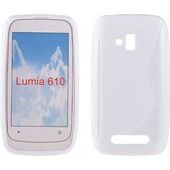 Nokia Lumia 610 white hybrid rubber skin back case (OEM)
