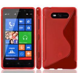 Nokia Lumia 820 Θήκη Σιλικόνης TPU S LINE Κοκκινη (OEM)