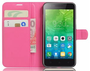 Lenovo Vibe C2 Δερμάτινη Stand Θήκη Πορτοφόλι Με Πίσω Κάλυμμα Σιλικόνης Φούξια OEM