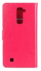 LG K10 K420N Δερμάτινη Stand Θήκη Πορτοφόλι Με Πίσω Κάλυμμα Σιλικόνης Φούξια OEM