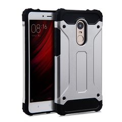 Dust-proof Hard Armor Shockproof Silicone Cover Case For Xiaomi Redmi Note 3 & 4 Global Version Ασημί