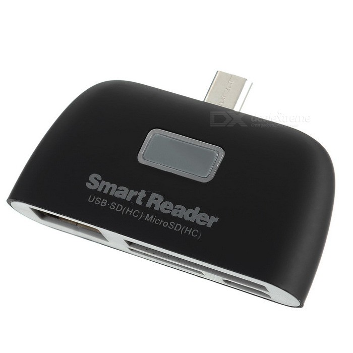 OTG Smart Reader / SDHC / MS / MMC / M2 / TF / U Flash Disk - Black