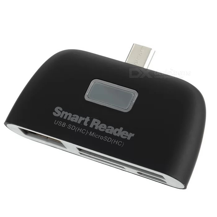 OTG Smart Reader / SDHC / MS / MMC / M2 / TF / U Flash Disk - Black