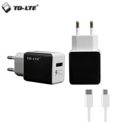TD-LTE γρήγορη φόρτιση κινητών / USB Φορτιστής με Type-C USB Καλώδιο 1.5m / Έξοδος 5v / 9v / 12v / Φόρτιση UR Plug Round Pin