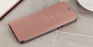 Θήκη Clear View για Huawei Mate 10 Lite Μεταλλικο Ρόζ (ΟΕΜ)