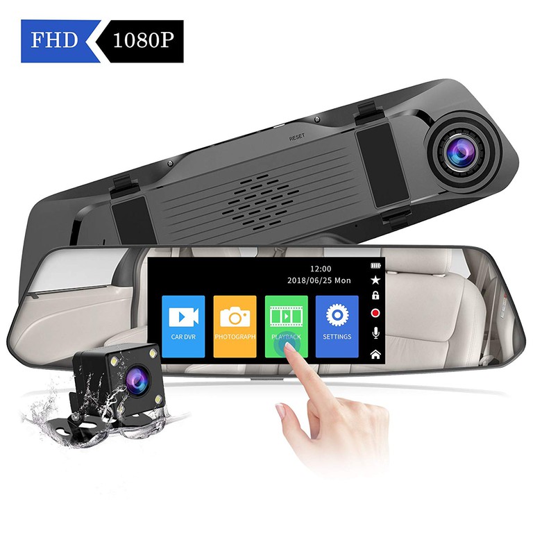 CHORTAU B-T006 Οθόνη Αφής Καθρέπτη 4,8" Full HD 1080P, Μπροστινή Κάμερα & Αδιάβροχη Πίσω Κάμερα