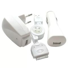 3 in 1 Travel Charger & Data Cable for iPhone & iPod