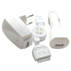 3 in 1 Travel Charger & Data Cable for iPhone & iPod