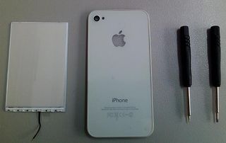 iPhone 4 Back Glass with glowing Apple Logo, Φωτιζόμενο πίσω καπάκι για iPhone 4 Λευκό