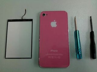 iPhone 4S Back Glass with glowing Apple Logo, Φωτιζόμενο πίσω καπάκι για iPhone 4S Ροζ