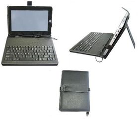 Leather Case with Keyboard 7" for Tablet MiniUSB/ MicroUSB - Black