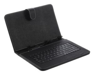 Leather Case with Keyboard 9" for Tablet Micro USB - Black
