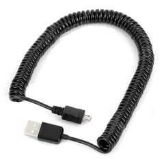 USB Αρσ. σε Micro USB 2.0 B Αρσ. Καλώδιο Σπιράλ 3m Μαύρο (OEM) (BULK)