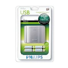 ΦΟΡΤΙΣΤΗΣ ΜΠΑΤΑΡΙΩΝ Philips MultiLife USB Charger SCB5050NB + 4 x 2100 mAh AA μπαταρίες