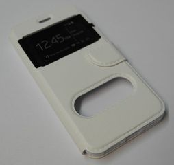 Apple iPhone 7 Θήκη Δερμάτινη Θήκη Με Παραθυράκια Και Πίσω Κάλυμμα Σιλικόνης Λευκό OEM