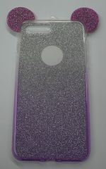 Σκληρή Θήκη TPU Gel για Apple iPhone 7 Plus Διαφανής Με Μώβ Sparklin Και Αυτάκια της Μίνι (OEM)