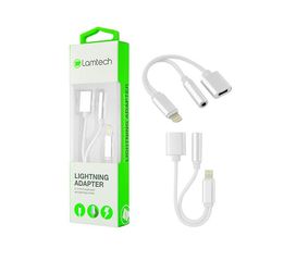 Lamtech Adapter iphone 6 / 7 Audio Jack 3,5 mm + Lighting Socket