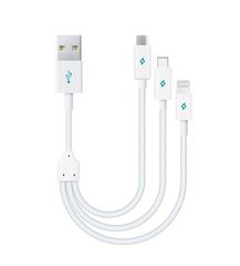 TTEC Trio Mini Καλώδιο Φόρτισης και Μεταφοράς Δεδομένων Type C / Micro / iphone / Χρώμα Λευκό 30cm