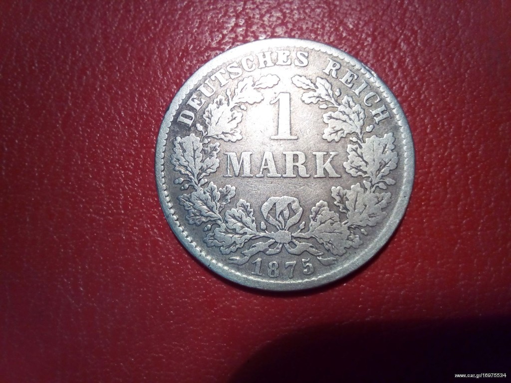 1 Mark D 1875 , GERMANY , silver