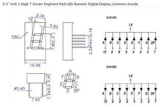 0.3" inch 1 Digit 7 Seven Segment Red LED Numeric Digital Display,Common Anode