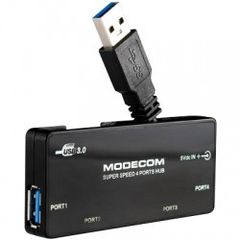 Modecom USB 3.0 Hub 4 Θυρών με Δυνατότητα Εξωτερικής Τροφοδοσίας