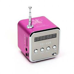 ΡΟΖ TD-V26 Mini MP3/Fm radio Speaker with built-in MP3 player and FM radio, support MP3 play from USB/microSD Card - Green - Φορητό ηχείο με δυνατότητα αναπαραγωγής Mp3 μέσω USB ή micro SD κάρτας και