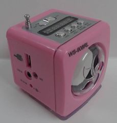 Ροζ - Mini MP3/Fm radio OEM-WS-908RL Speaker with built-in MP3 player and FM radio, support MP3 play from USB/SD Card - Φορητό ηχείο με δυνατότητα αναπαραγωγής Mp3 μέσω USB ή SD κάρτας και ενσωματωμέν