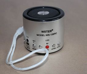 WS-138RC Mini MP3/Fm radio Speaker with built-in MP3 player and FM radio, support MP3 play from USB/microSD Card - Silver - Φορητό ηχείο με δυνατότητα αναπαραγωγής Mp3 μέσω USB ή SD κάρτας και ενσωματ