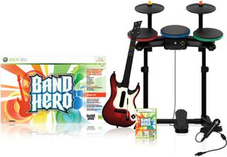 Xbox 360 BAND HERO Super Bundle Guitar+ Drums+ Microphone+ Game